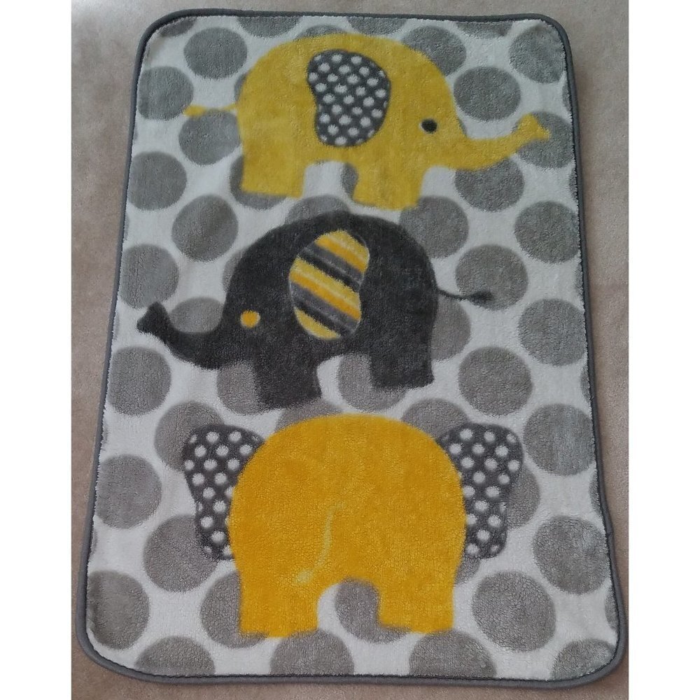 RN 119741 Gray Yellow Elephants Baby Blanket Lovey